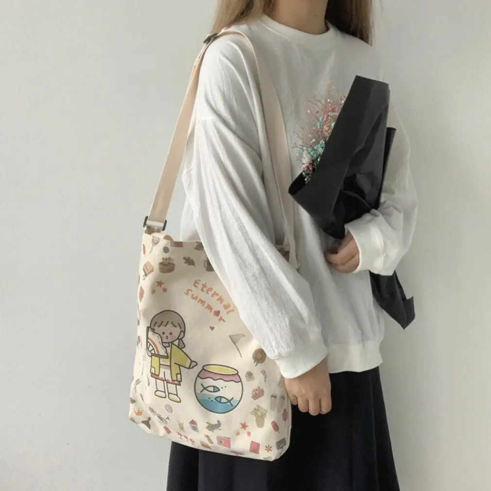 Cartoon Printed Canvas Bag Cute Sweet Canvas Bag Large Capacity Ladies Shoulder Bag Fashion Handbags For Girls
Cartoon Printed Canvas Bag Cute Sweet Canvas Bag Large Capacity Ladies Shoulder Bag Fashion Handbags For Girls