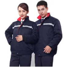 Work clothing men women winter warm thick jacket coat car workshop reflective electricity installation mechanical repairmen suit