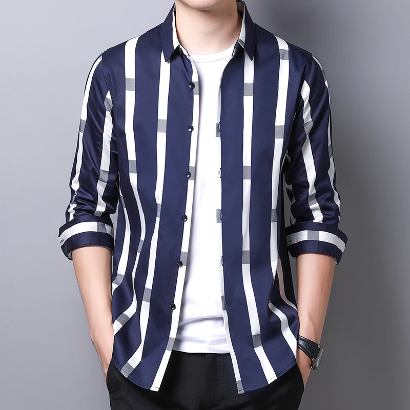 New Autumn Male Fashion Striped Shirt Long Sleeve Mens Office Patchwork Colors Clothing Shirts
New Autumn Male Fashion Striped Shirt Long Sleeve Mens Office Patchwork Colors Clothing Shirts