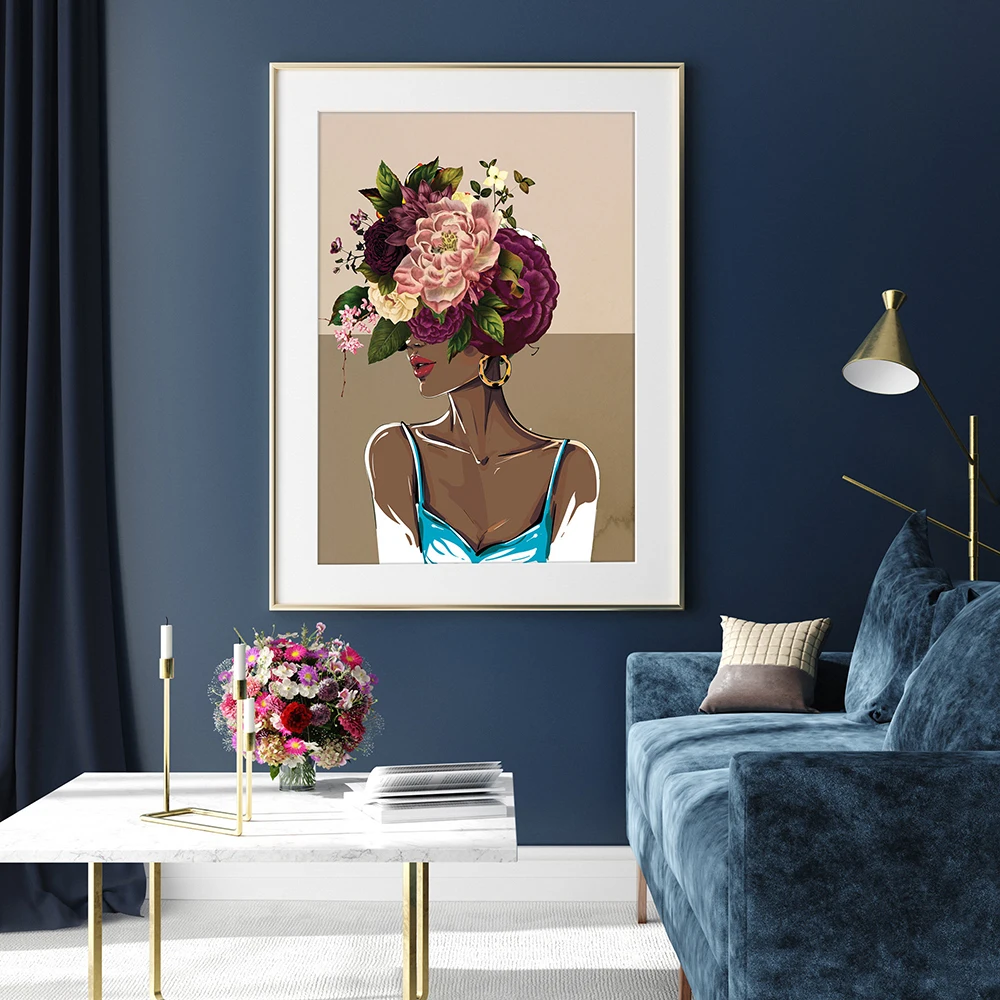 Fashion Girl Africa Black Woman Flower Head Nordic Poster Wall Art Canvas Painting Wall Pictures For Living Room Home Unframed
Fashion Girl Africa Black Woman Flower Head Nordic Poster Wall Art Canvas Painting Wall Pictures For Living Room Home Unframed