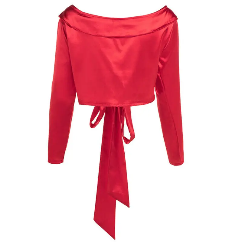Women Sexy Deep V-Neck Long Sleeve Loose Lace up Blouse Crop Tops Casual Lady Bownot Short Shirt Tops
Women Sexy Deep V-Neck Long Sleeve Loose Lace up Blouse Crop Tops Casual Lady Bownot Short Shirt Tops