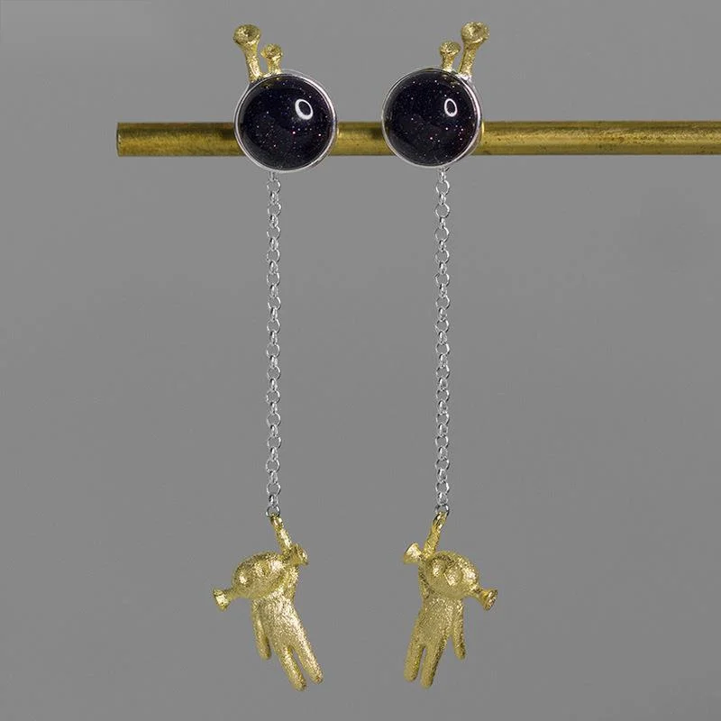 925 Sterling Silver Creative Jewelry Blue Sandstone Intelligent Extraterrestrials Drop Earrings for Women Wedding Party 
925 Sterling Silver Creative Jewelry Blue Sandstone Intelligent Extraterrestrials Drop Earrings for Women Wedding Party