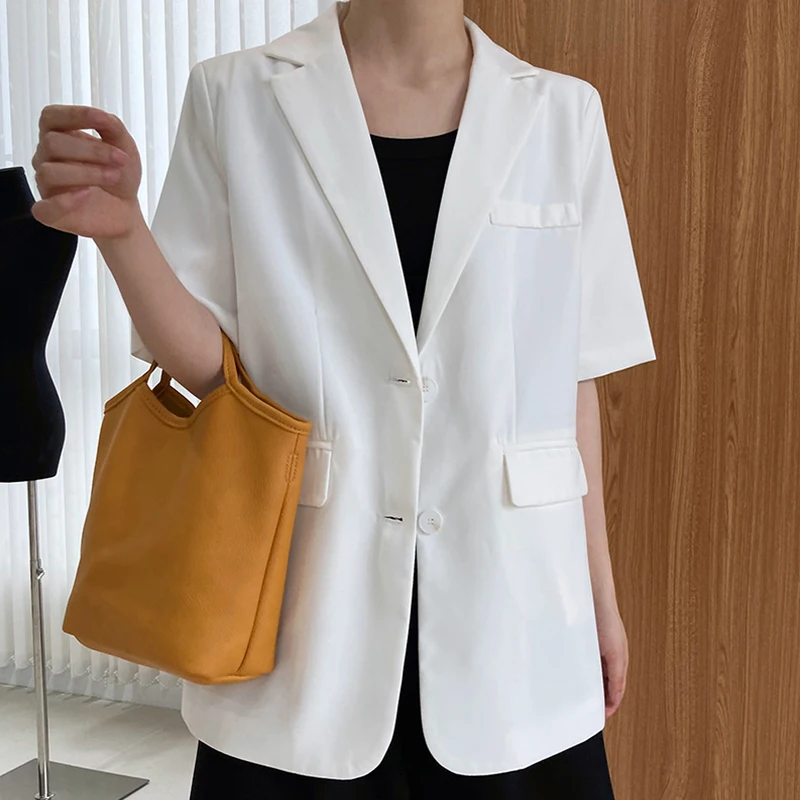 Summer 2021Female Blazer Elegant White Short Sleeve Suit Jacket Women Clothing Korean Fashion Casual Office Lady
Summer 2021Female Blazer Elegant White Short Sleeve Suit Jacket Women Clothing Korean Fashion Casual Office Lady