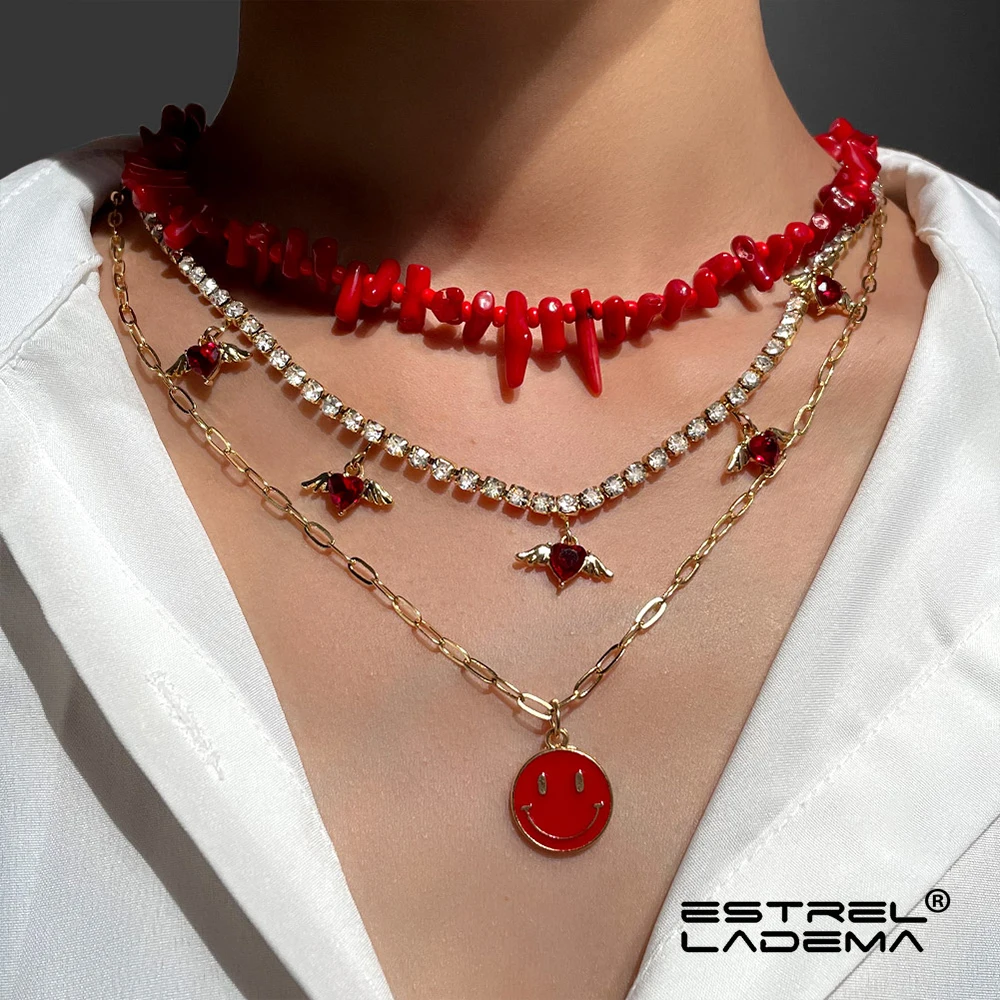 Vintage Red Smiling Face Irregular Acrylic Bead Crystal Necklace For Women Heart Pendant Choker Layered Chain Necklaces Jewelry
Vintage Red Smiling Face Irregular Acrylic Bead Crystal Necklace For Women Heart Pendant Choker Layered Chain Necklaces Jewelry