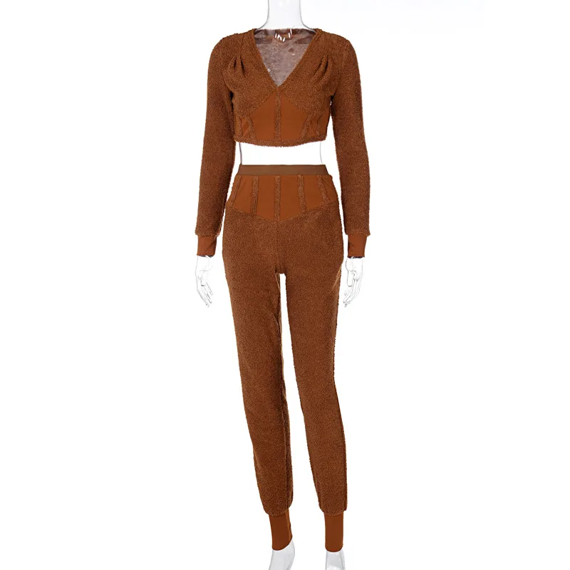 BJYL Lamb wool Crop Top and Fleece Sweatpants Casual Two Piece Set Women Tracksuit Party Clubwear lounge wear Sweatshirt Suit 
BJYL Lamb wool Crop Top and Fleece Sweatpants Casual Two Piece Set Women Tracksuit Party Clubwear lounge wear Sweatshirt Suit