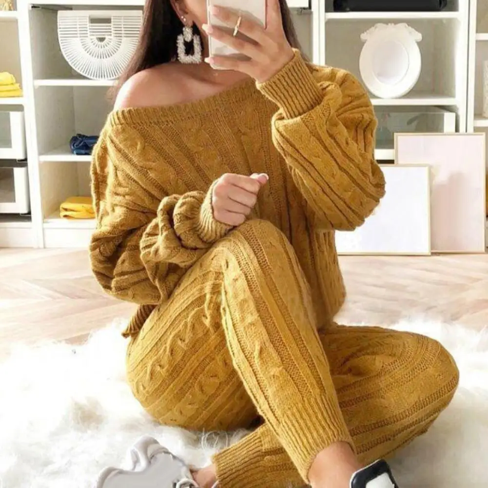 Knitted Two Piece Set Women Long Sleeve Top And Long Pants Sexy Winter Sweater Two Piece Set
Knitted Two Piece Set Women Long Sleeve Top And Long Pants Sexy Winter Sweater Two Piece Set