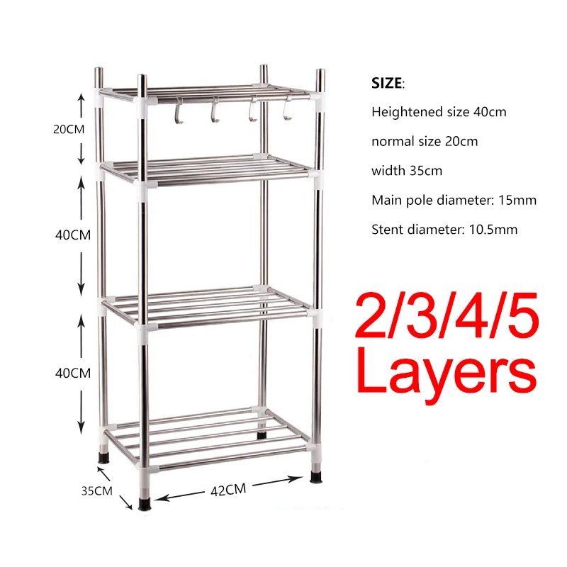 2-5 Layers Kitchen Storage Rack Stainless Steel Movable Assemble Bathroom Shelf Space Saving Kitchen Organizer Rack Drain Tray
2-5 Layers Kitchen Storage Rack Stainless Steel Movable Assemble Bathroom Shelf Space Saving Kitchen Organizer Rack Drain Tray