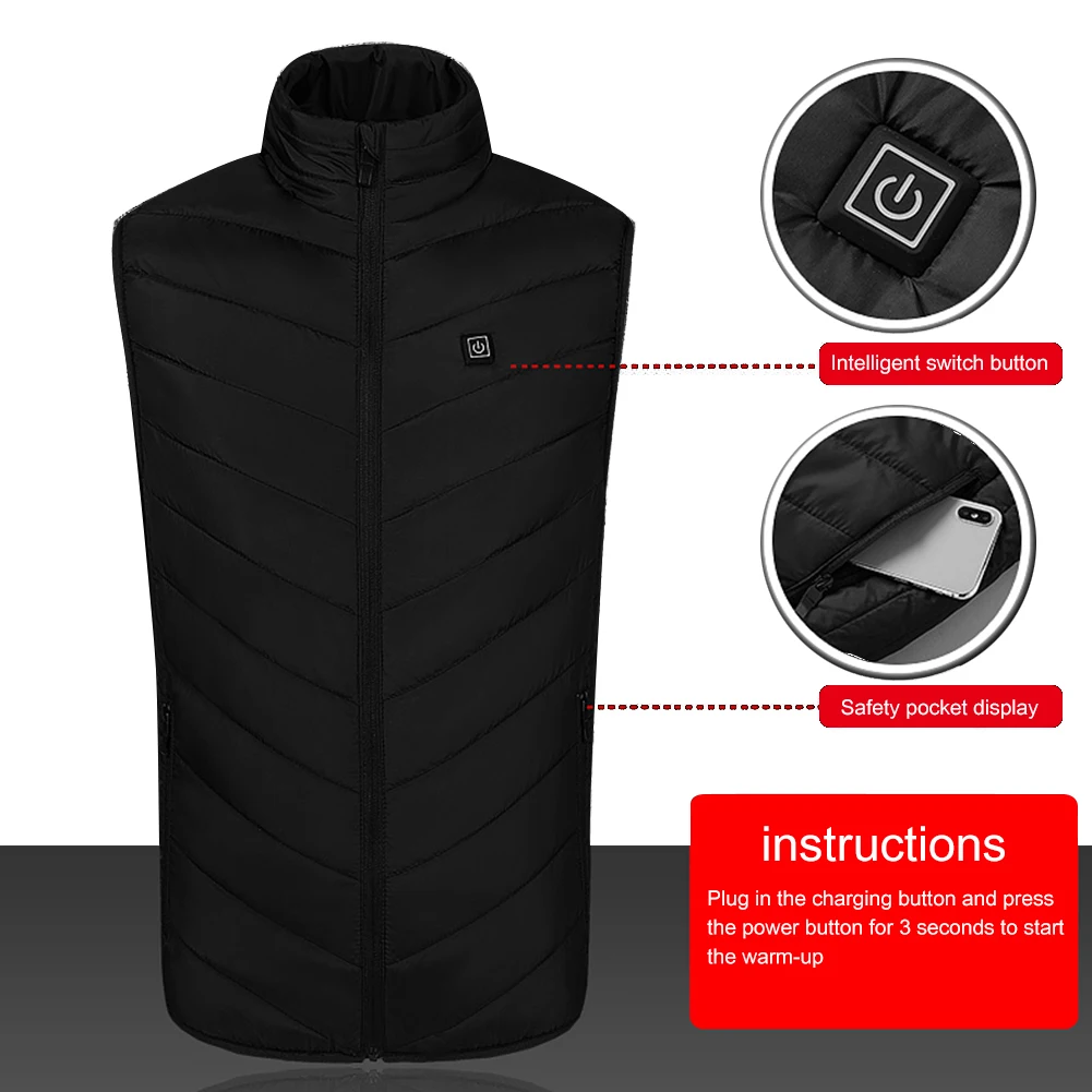 Women Men Winter Warm USB Charging Heated Vest Cotton Zipper Coat for Outdoor Fishing Camping Electric Heating Clothes Jacket
Women Men Winter Warm USB Charging Heated Vest Cotton Zipper Coat for Outdoor Fishing Camping Electric Heating Clothes Jacket