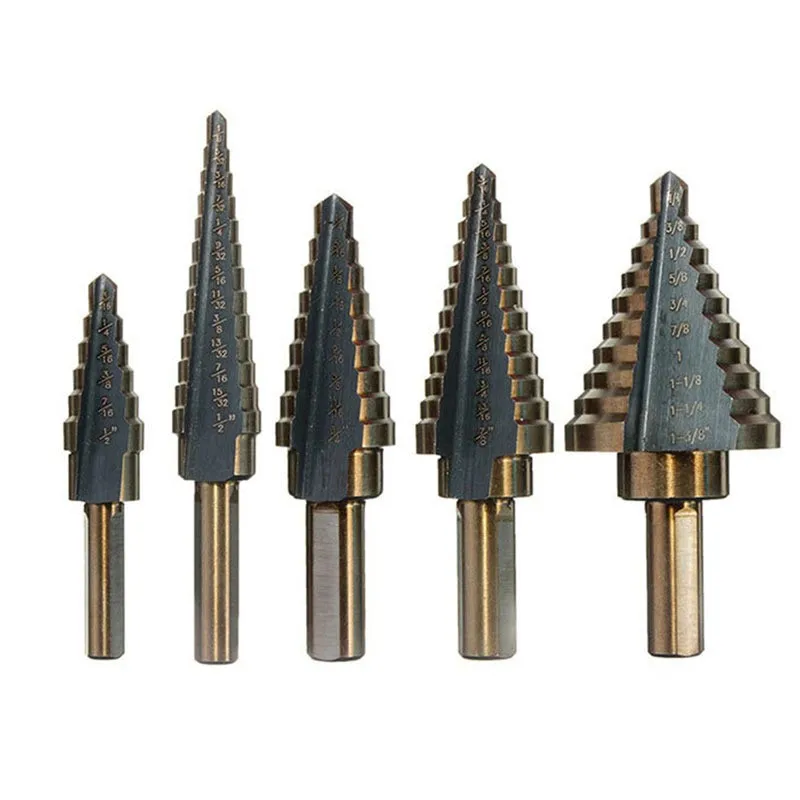 5pcs Pagoda Drill Triangle Shank Straight Slotted Step Drill Reamer High Speed Steel Step Drill Hole Punching Bit Boxed And Bulk
5pcs Pagoda Drill Triangle Shank Straight Slotted Step Drill Reamer High Speed Steel Step Drill Hole Punching Bit Boxed And Bulk