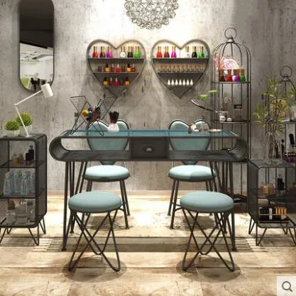 Web celebrity ins black Nordic nail table, table and chair set, wrought iron paint, single and three-person manicure on sale
Web celebrity ins black Nordic nail table, table and chair set, wrought iron paint, single and three-person manicure on sale