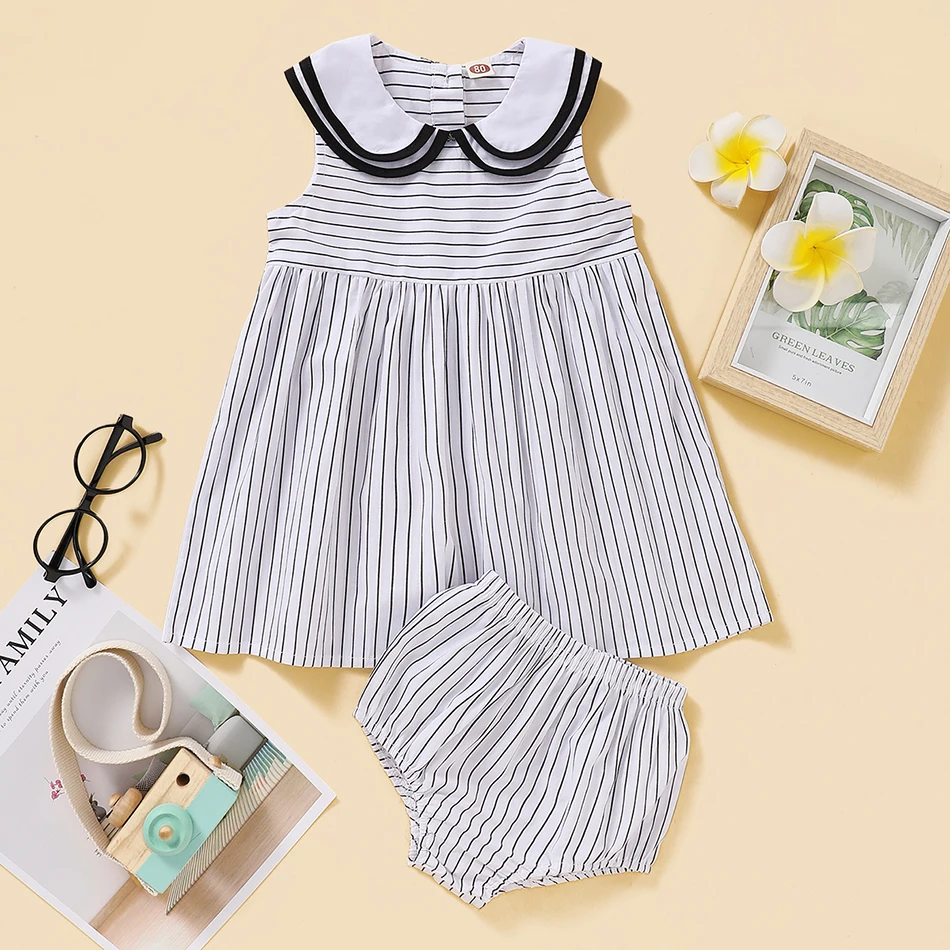 Muababy Summer Spring Striped Dress for Baby Girls Peter Pan Collar Casual Frock with Underpants 0-18M Sleeveless Fashion Robes
Muababy Summer Spring Striped Dress for Baby Girls Peter Pan Collar Casual Frock with Underpants 0-18M Sleeveless Fashion Robes
