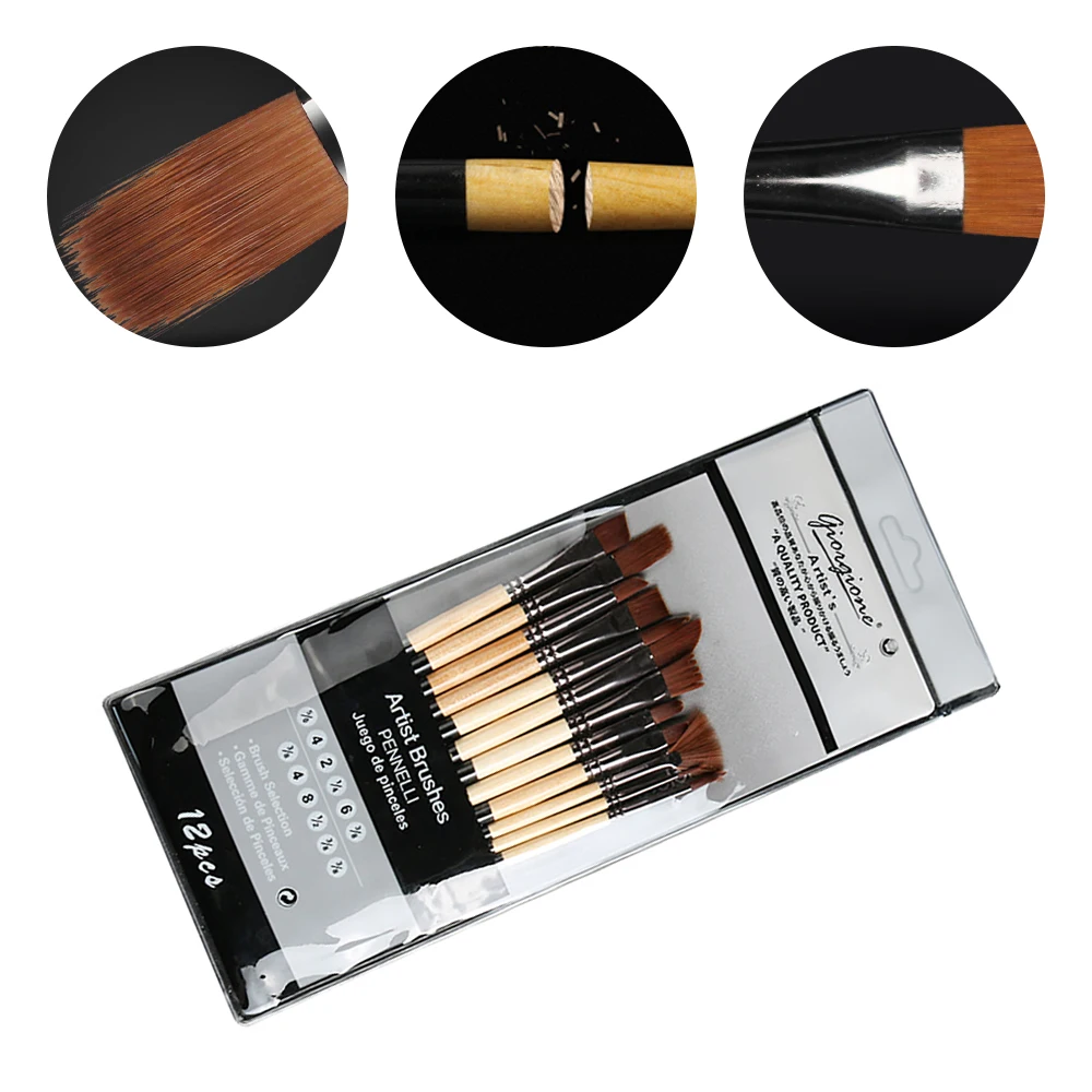 12pcs/bag Professional Paint Brushes Different Shape Nylon Hair Artist Painting Brush For Acrylic Oil Watercolor Art Supplies
12pcs/bag Professional Paint Brushes Different Shape Nylon Hair Artist Painting Brush For Acrylic Oil Watercolor Art Supplies