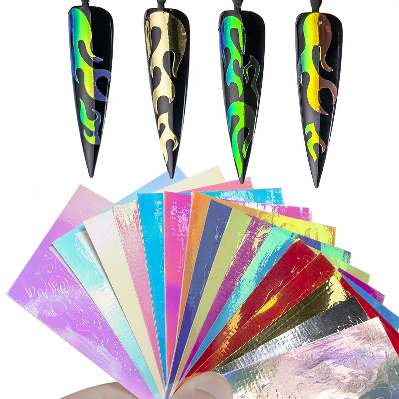 16Pcs Fire Nail Art Design Sticky-Holographic Fire Flame Hollow Sticker -Fire Nail Sticker Flame Nails Decals(25 flames/1Sheet)
16Pcs Fire Nail Art Design Sticky-Holographic Fire Flame Hollow Sticker -Fire Nail Sticker Flame Nails Decals(25 flames/1Sheet)