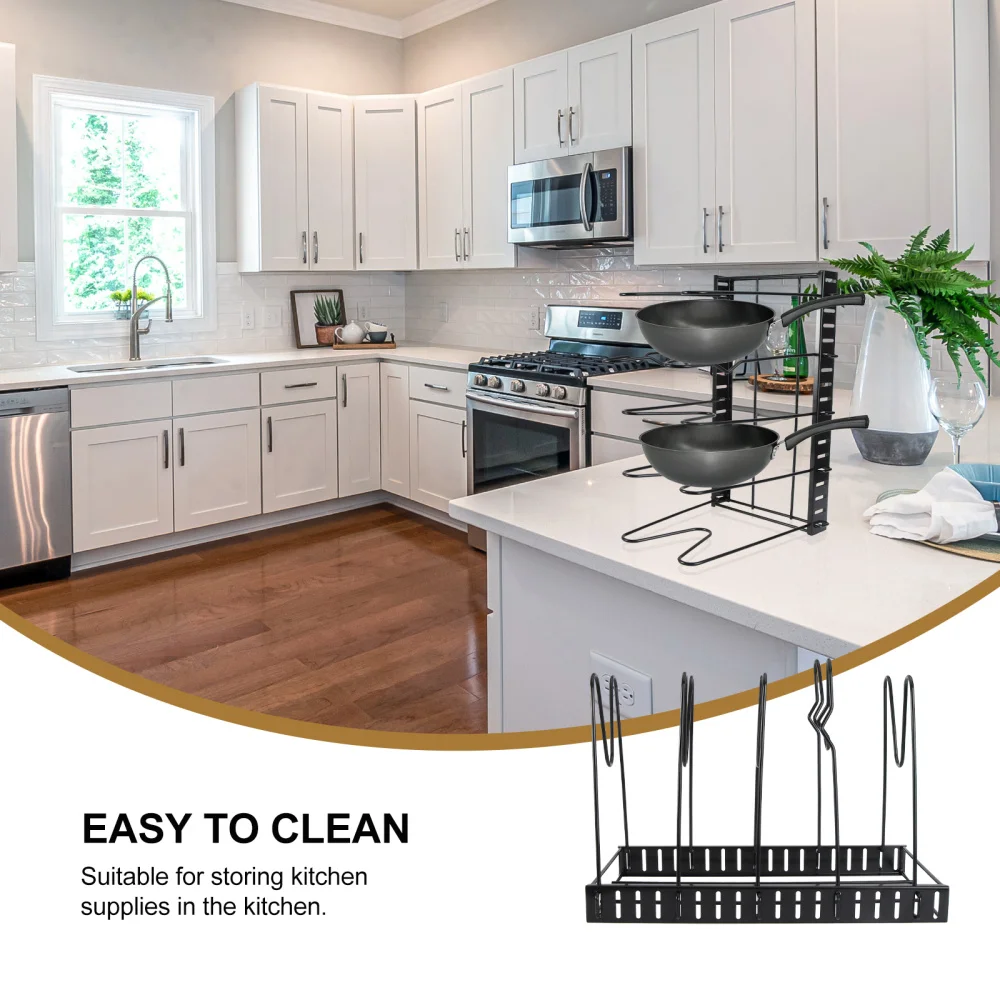 1 Set Kitchen Storage Rack Multifunction Pot Cover Rack Holder Tray for Home Kitchen (Black, 5 Layer) 
1 Set Kitchen Storage Rack Multifunction Pot Cover Rack Holder Tray for Home Kitchen (Black, 5 Layer)