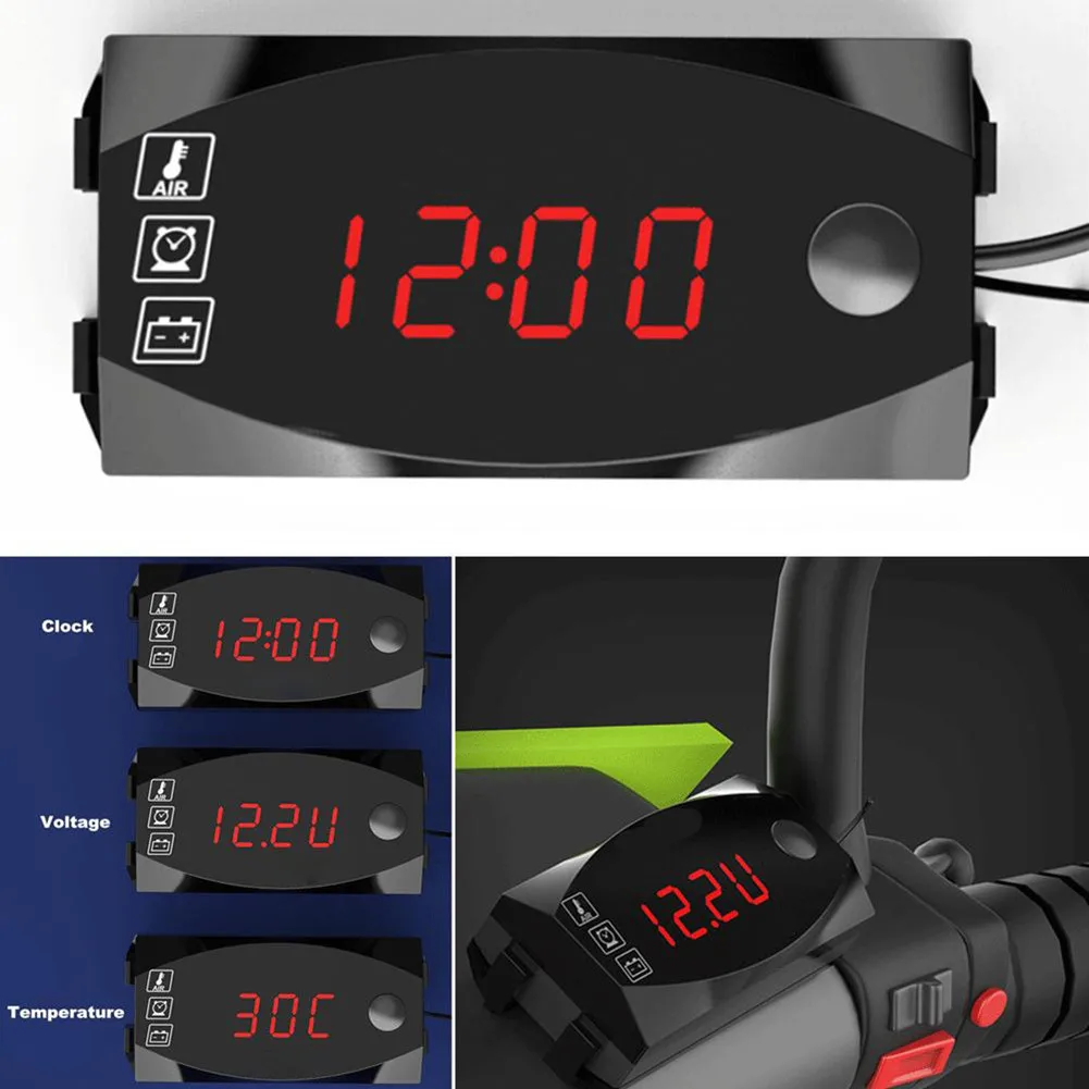 Mini 3-in-1 LED Display Motorcycle Air Temperature & Time Clock & Voltage Meter Universal Motorbike Accessories For Motorcyclist
Mini 3-in-1 LED Display Motorcycle Air Temperature & Time Clock & Voltage Meter Universal Motorbike Accessories For Motorcyclist