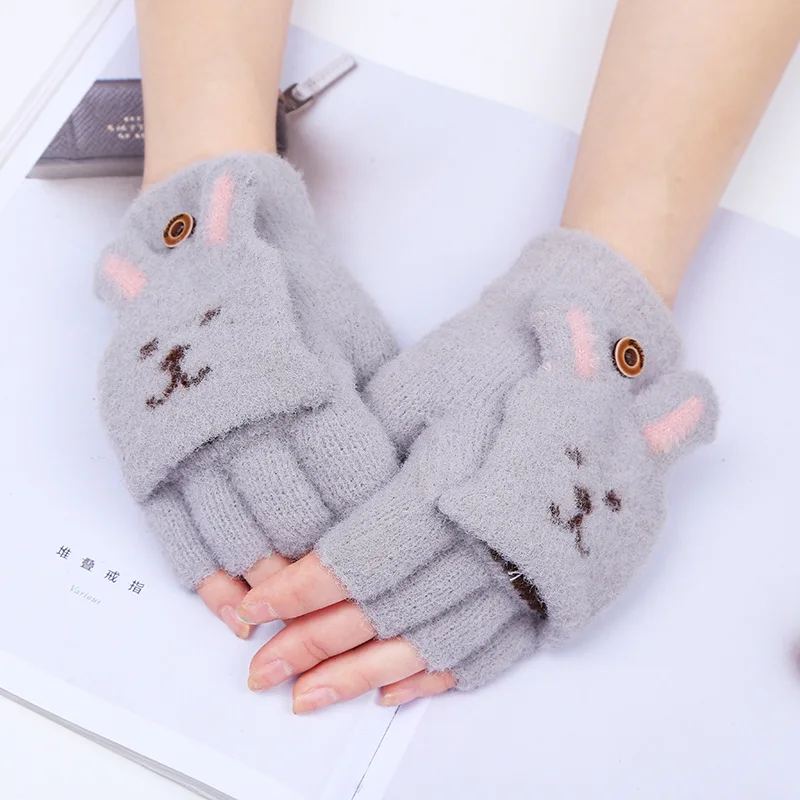 Fingerless Mittens Half Finger Flip Gloves Plush Thicken Solid Color Winter Warm Soft Cute Cartoon Cat Ears Women Gloves
Fingerless Mittens Half Finger Flip Gloves Plush Thicken Solid Color Winter Warm Soft Cute Cartoon Cat Ears Women Gloves