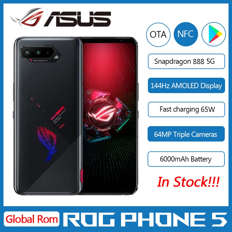 Asus ROG 5 5G смартфон с 6 78-дюймовым дисплеем процессором Snapdragon ОЗУ 16 ГБ ПЗУ 144 Гц 888 мАч