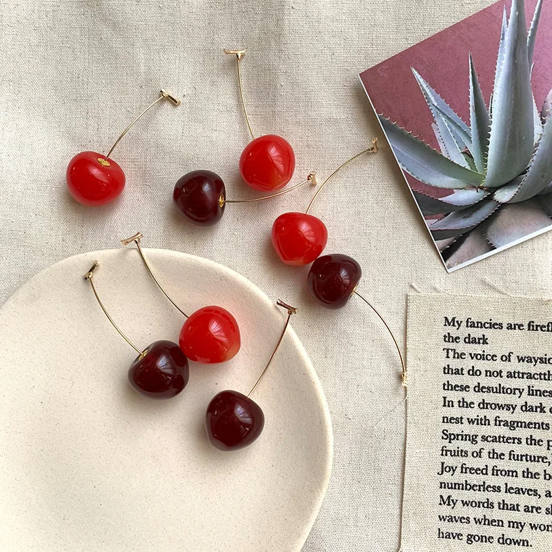 Vintage Wine Red Cherry Earrings Pendant Earrings Ladies and Girls Cute Transparent Fruit Earrings Jewelry Party Gifts Wholesale
Vintage Wine Red Cherry Earrings Pendant Earrings Ladies and Girls Cute Transparent Fruit Earrings Jewelry Party Gifts Wholesale