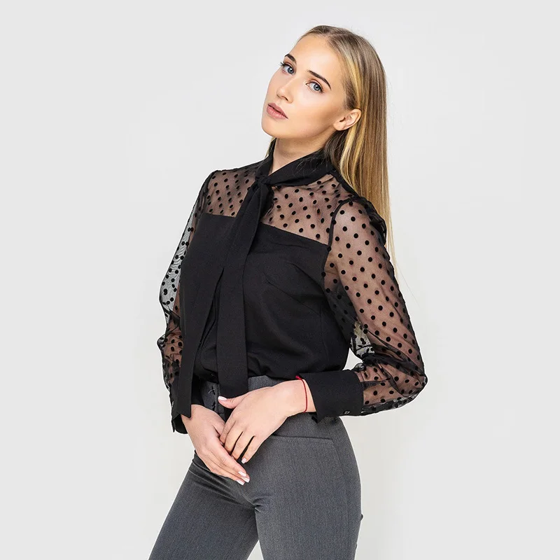 Shyloli Women's Long-Sleeved Shirt Top Polka Dot Lace Bow Tie Stylish Intellectual Elegant Commuting Office 2021 New product
Shyloli Women's Long-Sleeved Shirt Top Polka Dot Lace Bow Tie Stylish Intellectual Elegant Commuting Office 2021 New product