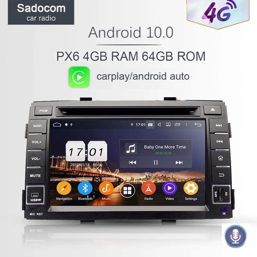Автомагнитола PX6 DSP 2 din TDA7851 HD Android 10 0 8 ядер 4 Гб ОЗУ DVD-плеер для автомобиля kia SORENTO 2011