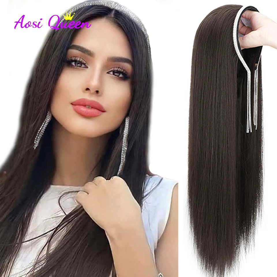 

AS Synthetic Long Lolita Diamond Tassels Half Headband Wig With Hair Band Fluffy Clip in Hair Extension Straight/Curly Seamless