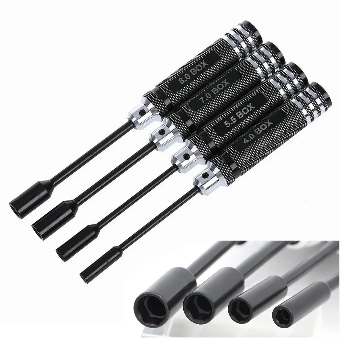 4PCS Hex Driver Flat Head Screw Nut Wrench Repair Tool Kit Socket 4.0 5.5 7.0 8.0 Mm For RC Car Helicopter Herramientas De Mano
4PCS Hex Driver Flat Head Screw Nut Wrench Repair Tool Kit Socket 4.0 5.5 7.0 8.0 Mm For RC Car Helicopter Herramientas De Mano