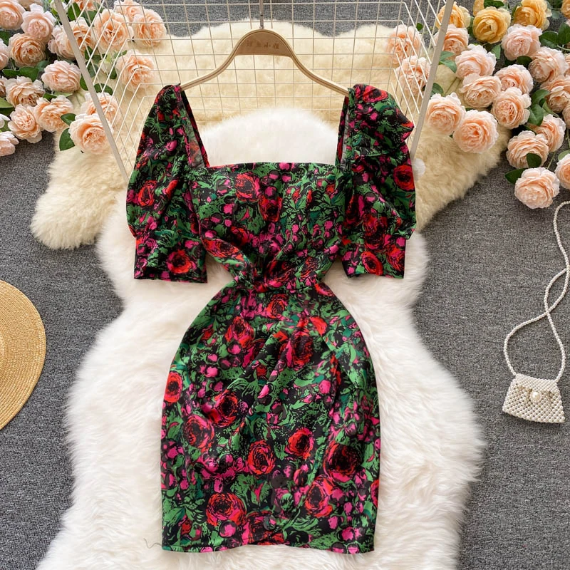 Flower Printed Puff Sleeve Dresses Waist Half Sleeved Vestidos Female 2021 Criss Cross Christmas Vintage Dresses Square Neck New
Flower Printed Puff Sleeve Dresses Waist Half Sleeved Vestidos Female 2021 Criss Cross Christmas Vintage Dresses Square Neck New