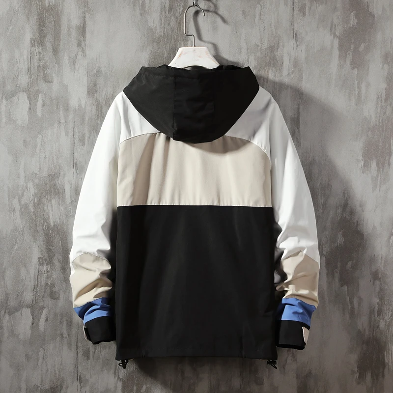 Hip Hop Mens Hooded Patchwork jacket 2020 Harajuku Letter Printed Zipped Loose Track Jacket Men Korean Sport Male Coat
Hip Hop Mens Hooded Patchwork jacket 2020 Harajuku Letter Printed Zipped Loose Track Jacket Men Korean Sport Male Coat