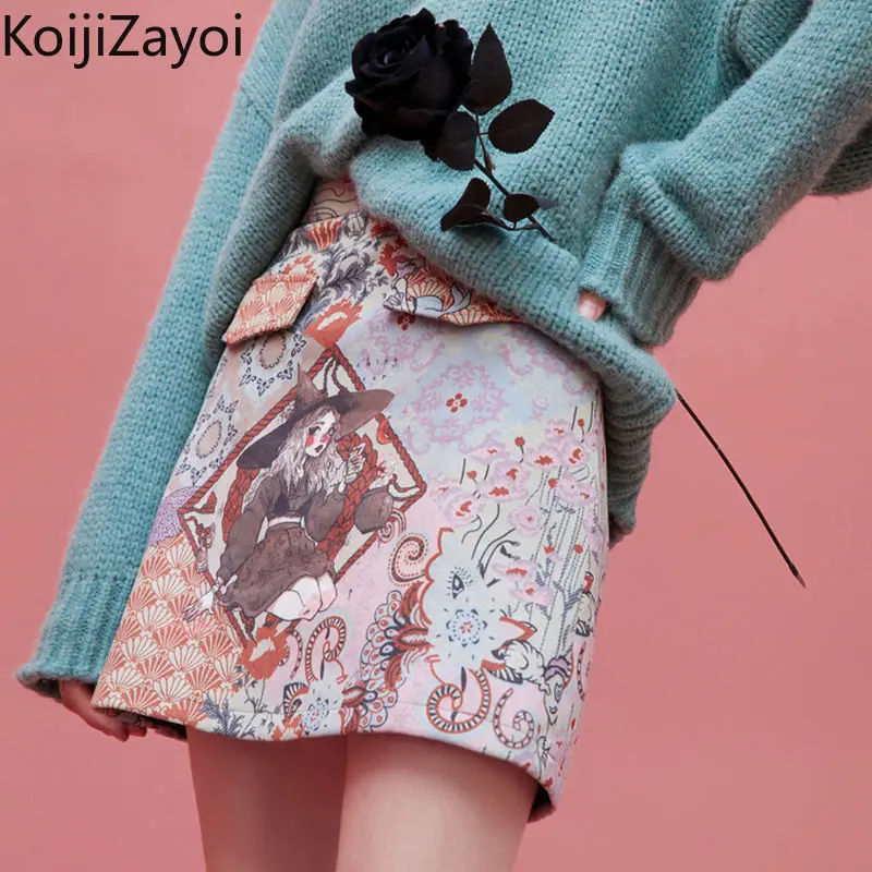 Женская замшевая мини-юбка с завышенной талией Koijizayoi, коллекция осень-зима 2022, трапециевидные юбки с принтом в стиле ретро,
Женская замшевая мини-юбка с завышенной талией Koijizayoi, коллекция осень-зима 2022, трапециевидные юбки с принтом в стиле ретро,