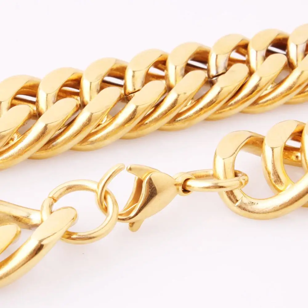 18mm Heavy Men Gold Plated Stainless Steel Curb Cuban Link Double Chain Necklace Jewelry Gift 7-40inch
18mm Heavy Men Gold Plated Stainless Steel Curb Cuban Link Double Chain Necklace Jewelry Gift 7-40inch