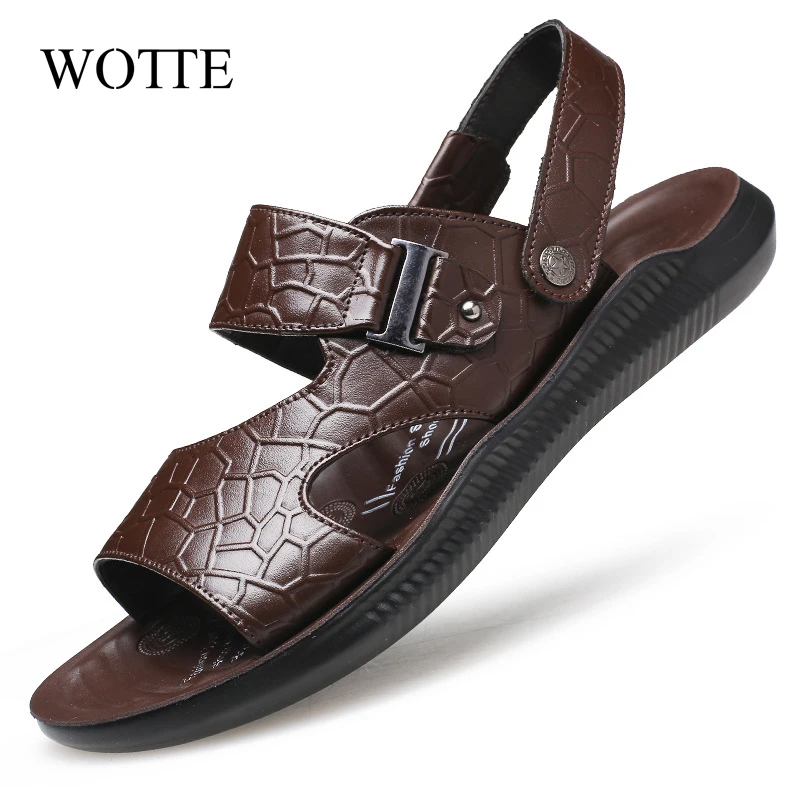 WOTTE Summer Men Sandals Quality Leather Shoes Male Comfortable Slip-on Slippers Beach Brown Man Sandal zapatillas hombr
WOTTE Summer Men Sandals Quality Leather Shoes Male Comfortable Slip-on Slippers Beach Brown Man Sandal zapatillas hombr