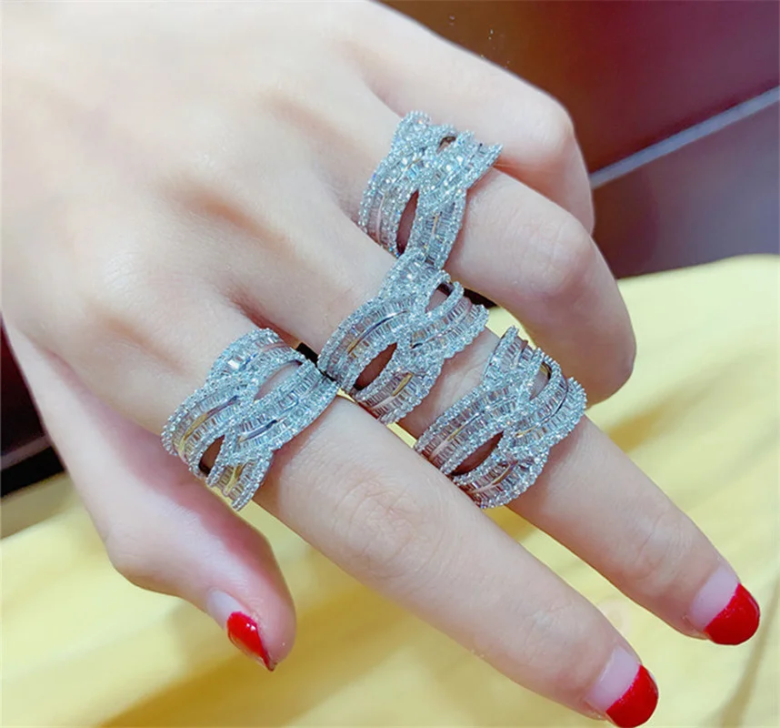 925 Sterling Silver Luxury Rings For Women Hyperbole CZ Bridal Wedding Engagement Fine Diamond Jewelry Party Accessories
925 Sterling Silver Luxury Rings For Women Hyperbole CZ Bridal Wedding Engagement Fine Diamond Jewelry Party Accessories