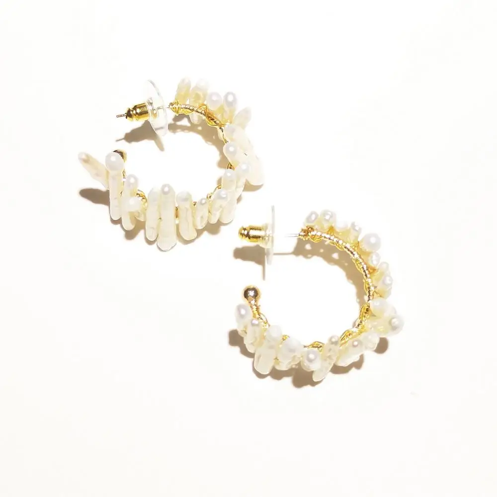 Lii Ji Keshi Pearl Baroque Freshwater Pearl Hoop Earrings Handmade Designer Statement Earrings for Women Wedding Jewelry
Lii Ji Keshi Pearl Baroque Freshwater Pearl Hoop Earrings Handmade Designer Statement Earrings for Women Wedding Jewelry