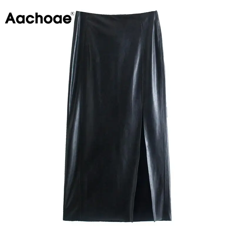 Aachoae Women Solid Color Pu Faux Leather Midi Skirts High Waist A Line Skirts Female Chic SexySide Split Dresses Mujer Faldas
Aachoae Women Solid Color Pu Faux Leather Midi Skirts High Waist A Line Skirts Female Chic SexySide Split Dresses Mujer Faldas