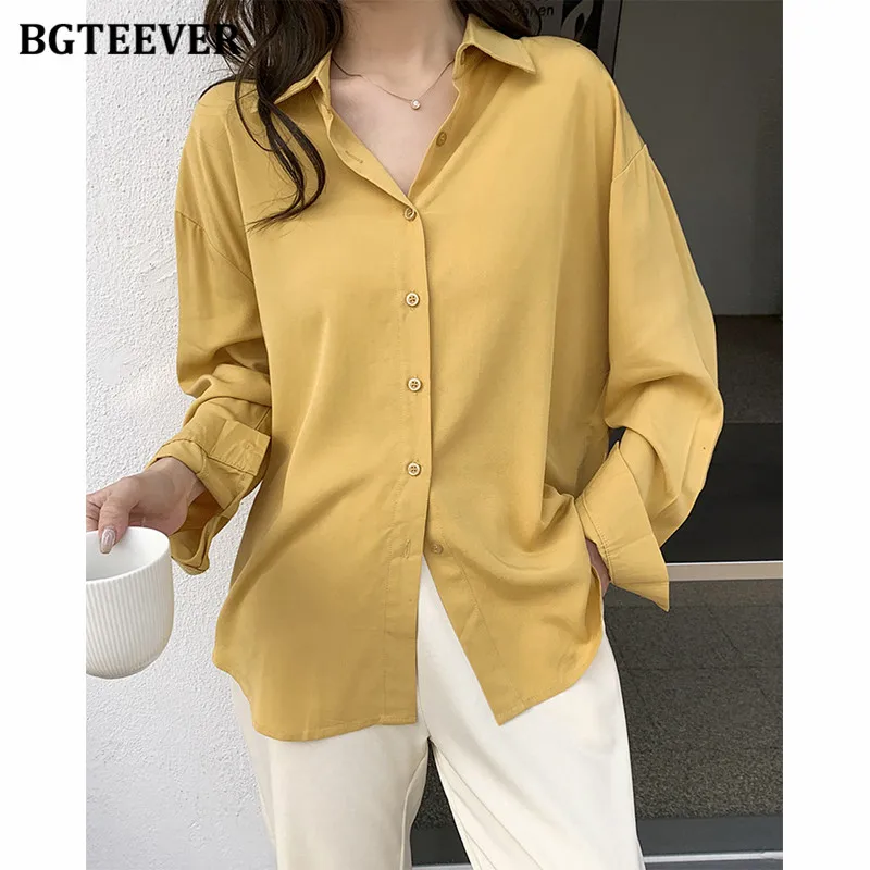 BGTEEVER Chic Loose Turn-down Collar Women Solid Blouses Shirts Long Sleeve Single-breasted Ladies Tops 2021 Summer Blusas Femme
BGTEEVER Chic Loose Turn-down Collar Women Solid Blouses Shirts Long Sleeve Single-breasted Ladies Tops 2021 Summer Blusas Femme