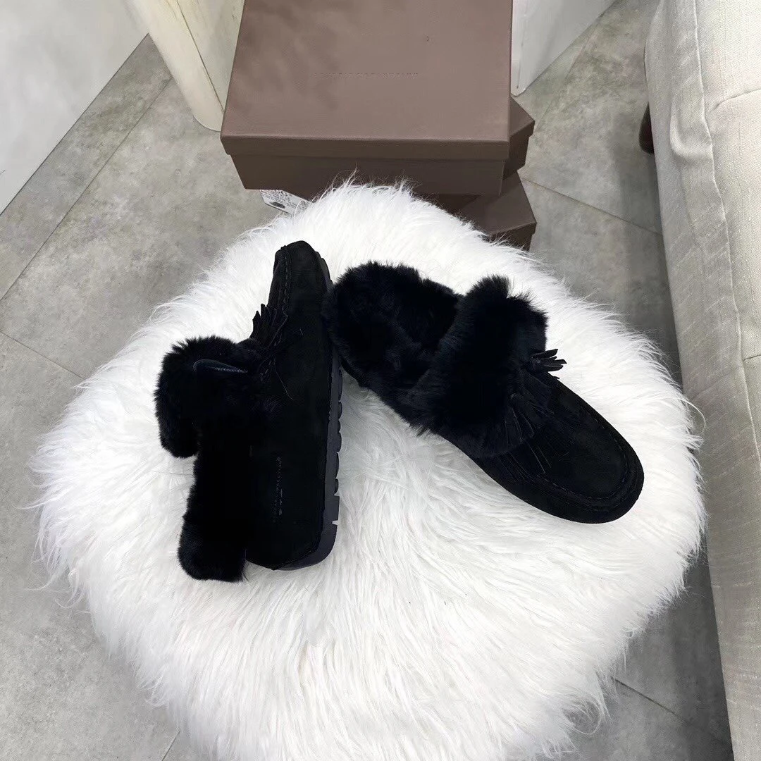 Winter Furry Warm Gray Fringe High-top Peas Flat Shoes Wool Designer Luxury Brand Shoes Women Suede Casual Sewing Trendy Loafers 
Winter Furry Warm Gray Fringe High-top Peas Flat Shoes Wool Designer Luxury Brand Shoes Women Suede Casual Sewing Trendy Loafers