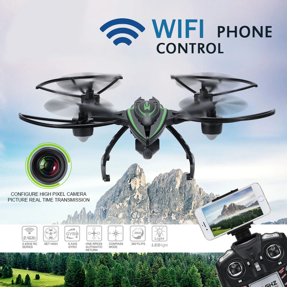 

Original JXD 510W 2.4G 4CH 6-Axis Gyro Wifi FPV 0.3MP Camera RTF RC Quadcopter with One-key Return CF Mode 3D-flip