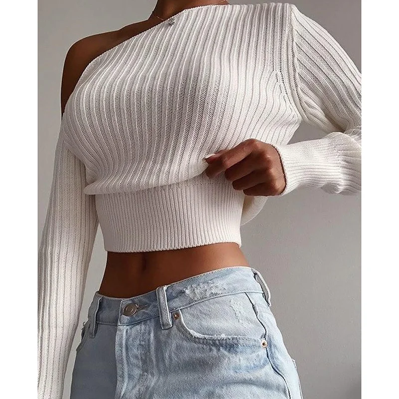 One Shoulder Sexy White Winter Long Sleeve Short Sweaters Korean Style Women Skew Neck Pulovers Femme Knitted Crop Tops Sj7417V
One Shoulder Sexy White Winter Long Sleeve Short Sweaters Korean Style Women Skew Neck Pulovers Femme Knitted Crop Tops Sj7417V