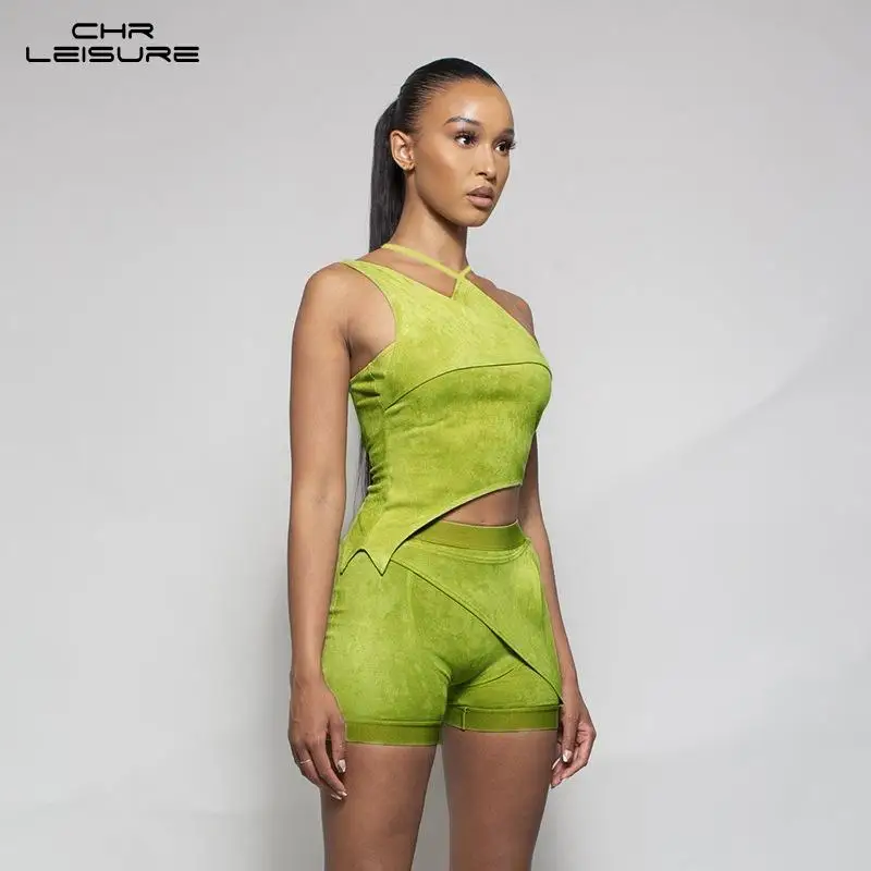 CHRLEISURE Clothing Sets Shorts Sets Skinny One-Shoulder Vest Shorts Design Sense Comfy Suit Spliced Solid Two-Piece Set Ladies
CHRLEISURE Clothing Sets Shorts Sets Skinny One-Shoulder Vest Shorts Design Sense Comfy Suit Spliced Solid Two-Piece Set Ladies