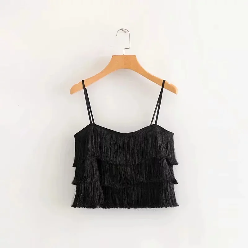 Sexy fringed suspender women's summer self-cultivation all-match fashion trend short vest top spaghetti strap tank top
Sexy fringed suspender women's summer self-cultivation all-match fashion trend short vest top spaghetti strap tank top