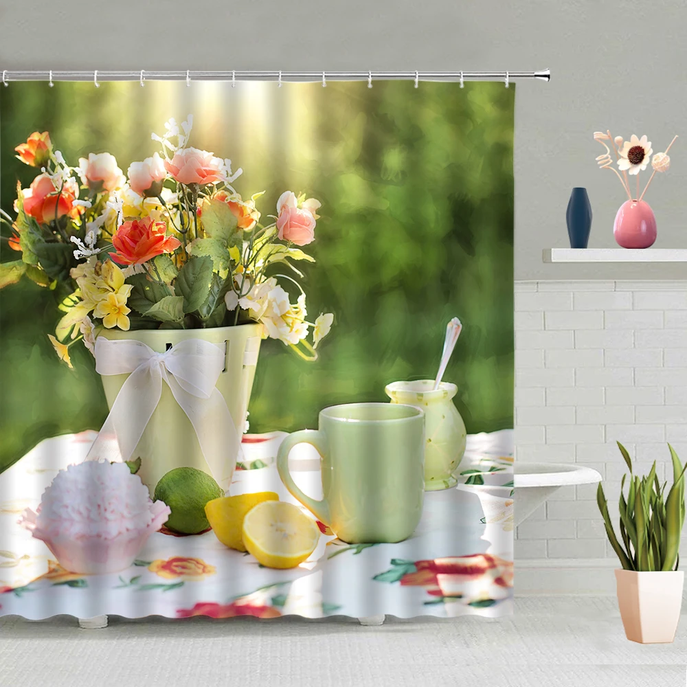 Spring Flowers Shower Curtain Rose Hyacinth Blueberry Fruit Flower Green Leaf Picnic Table Cloth Bathroom Decoration With Hooks
Spring Flowers Shower Curtain Rose Hyacinth Blueberry Fruit Flower Green Leaf Picnic Table Cloth Bathroom Decoration With Hooks