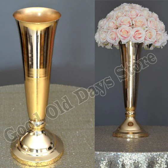 

Хороший 50 см высокий хрустальный свадебный центральный элемент металлическая ваза для цветов украшение стола 10 шт./лот