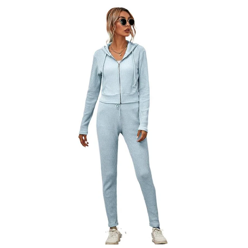 Long Sleeve Hooded Tracksuit Autumn Winter Zipper Slim Suit Sports Tracksuit Solid Two-piece Women Clothing Set Hot Sale 
Long Sleeve Hooded Tracksuit Autumn Winter Zipper Slim Suit Sports Tracksuit Solid Two-piece Women Clothing Set Hot Sale