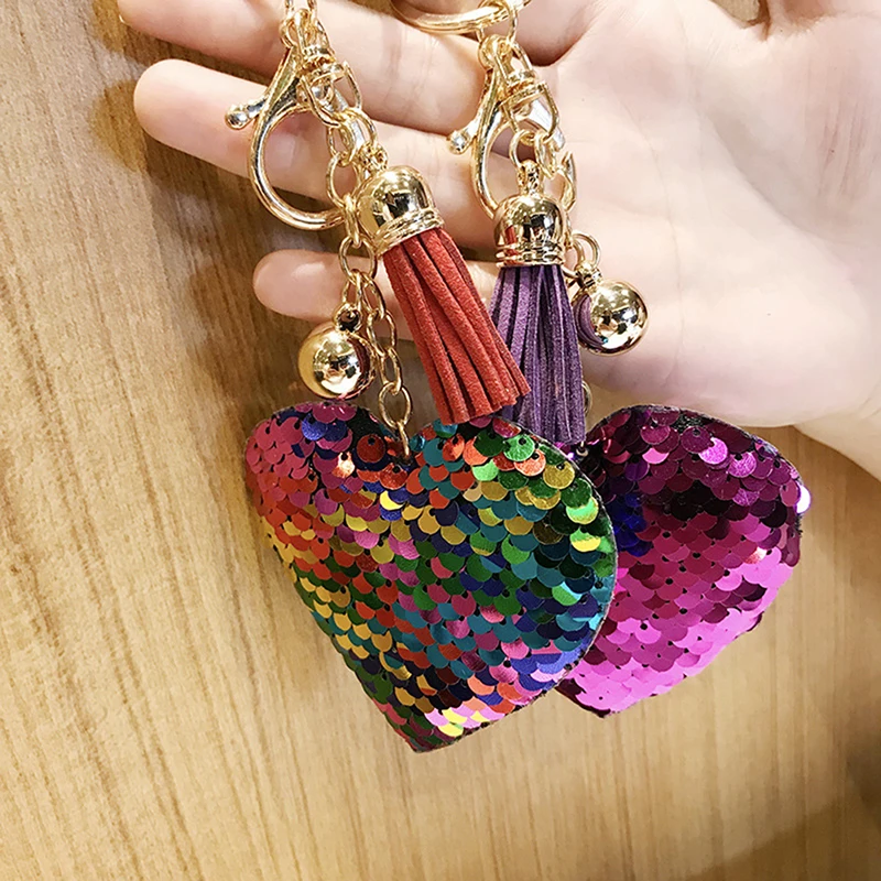 Glitter Bling Heart Keychains Rings Tassel Sequins Love Heart Small Metal Ball Pendants Women Girls Charm Purse Car Accessories
Glitter Bling Heart Keychains Rings Tassel Sequins Love Heart Small Metal Ball Pendants Women Girls Charm Purse Car Accessories