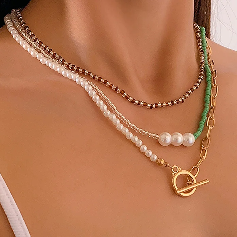 Fashion Choker Pearl Necklace For Women 2021 Jewelry Bohemia Round Pearl Green Rice Bead Chain Women's Necklaces Hip Hop
Fashion Choker Pearl Necklace For Women 2021 Jewelry Bohemia Round Pearl Green Rice Bead Chain Women's Necklaces Hip Hop