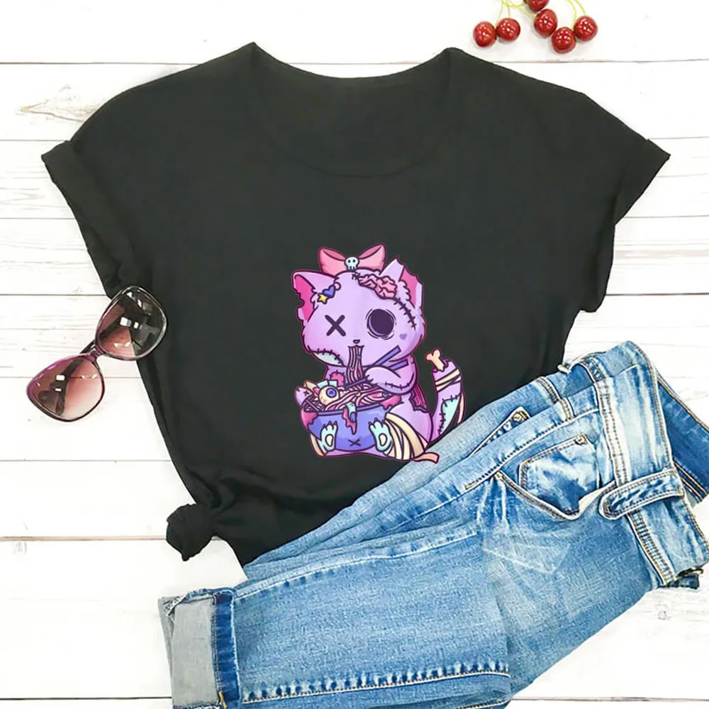 Gothic Pattern Printed T-shirt Women Cute Cartoon Graphics Tees Women Simple Versatile Tshirts Women Comfortable Top Streetwear
Gothic Pattern Printed T-shirt Women Cute Cartoon Graphics Tees Women Simple Versatile Tshirts Women Comfortable Top Streetwear