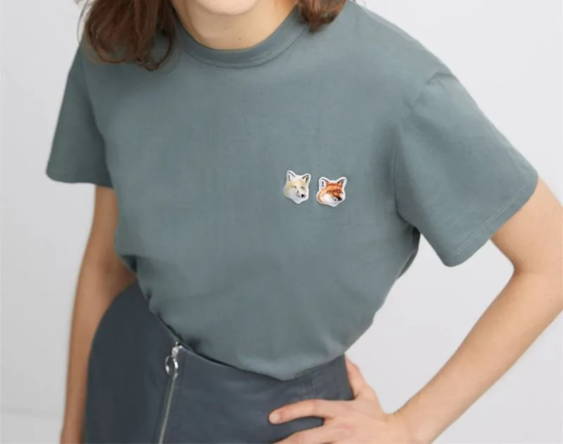 Summer New Style Double-headed Fox Lovers Embroidered Tees Cotton O Neck Short-sleeved T-shirt Women Tops
Summer New Style Double-headed Fox Lovers Embroidered Tees Cotton O Neck Short-sleeved T-shirt Women Tops