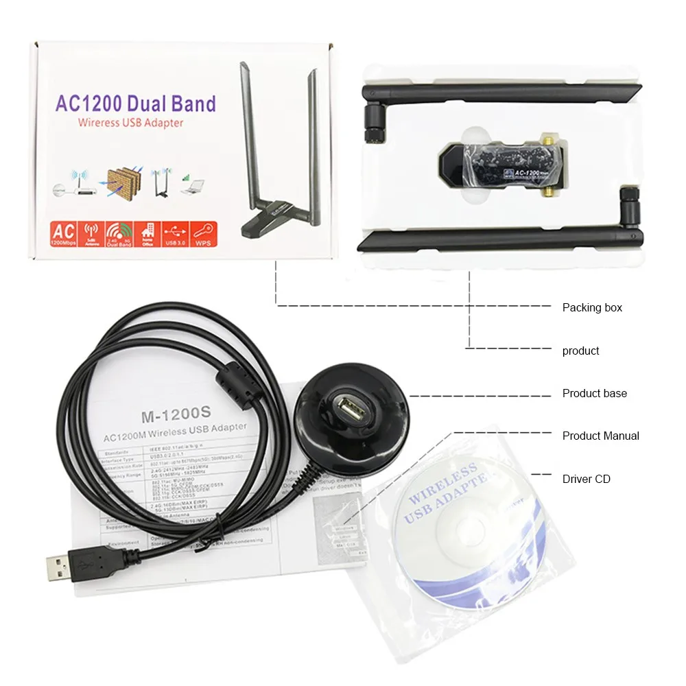 Wireless Network Card Mini Portable AC 1200M USB 3.0 2.4G/5.8G Dual Band WiFi Gigabit Receiver Transmitter for PC Laptop 
Wireless Network Card Mini Portable AC 1200M USB 3.0 2.4G/5.8G Dual Band WiFi Gigabit Receiver Transmitter for PC Laptop