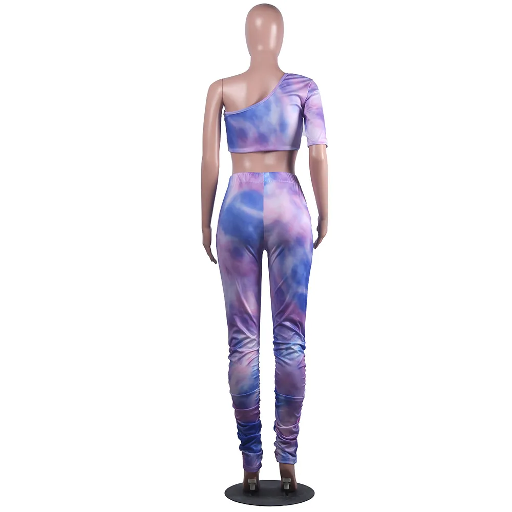 Tie Dye Print 2 Piece Matching Sets Women Summer Suit One Shoulder Half Sleeve Crop Top Stacked Legging Pant Plus Size Tracksuit 
Tie Dye Print 2 Piece Matching Sets Women Summer Suit One Shoulder Half Sleeve Crop Top Stacked Legging Pant Plus Size Tracksuit