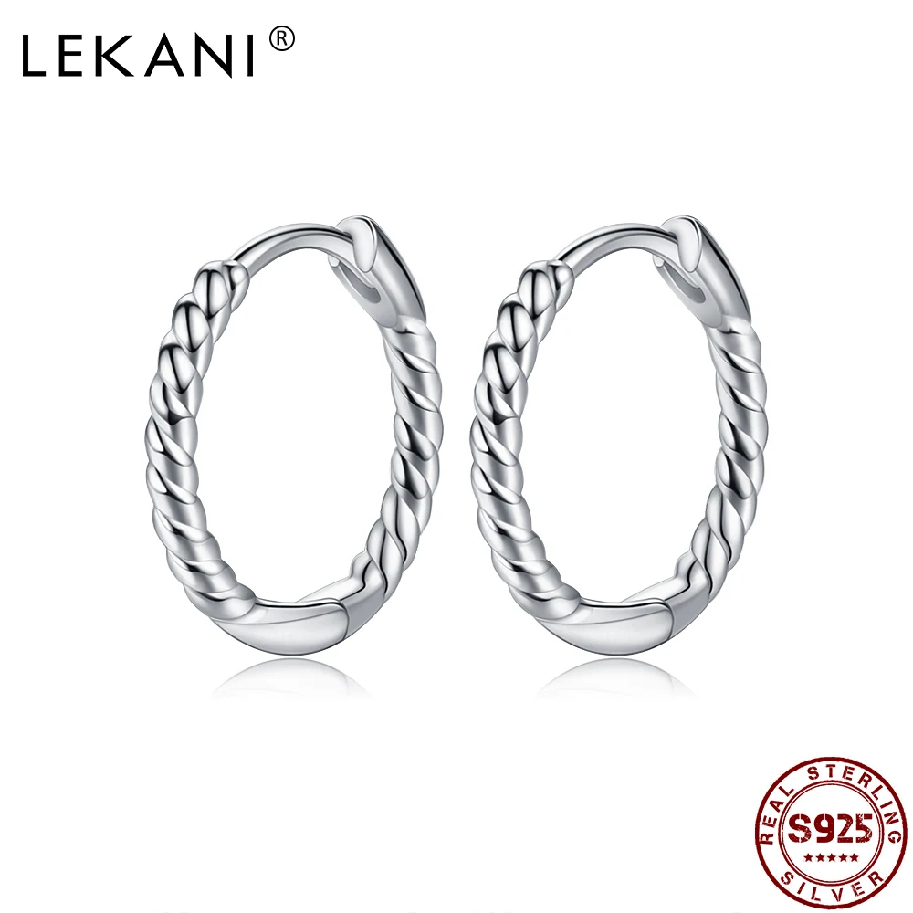 LEKANI Ear Hoops 925 Sterling Silver Simple Circle Hoop Earrings For Women Geometric Weave Small Earring Silver Jewelry Gift
LEKANI Ear Hoops 925 Sterling Silver Simple Circle Hoop Earrings For Women Geometric Weave Small Earring Silver Jewelry Gift